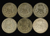 Lot of 6 Mexico Silver Un Peso - 1958,1959,1961,1962,1963,1965 - Free Ship US