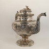 Antique James Thomson Botanical Repousse Coin Silver Teapot 1830s - Free Ship US