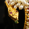 Antique Victorian 18k Yellow Gold & Multistone Two Headed Snake Cha-Cha Bracelet