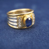 Vintage Carl Bucherer 18k Two Tone Gold Sapphire and Diamond Ring - Free Ship US
