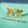 Tiffany & Co. x Paloma Picasso 18k Yellow Gold & Diamond X Kiss Earrings, 3g
