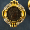 Two Tone 18k Gold & Diamond Ancient Roman Coin Earrings - Free Shipping USA