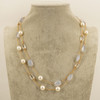 Mimí 18k Yellow Gold, Pearl, Quartz & Blue Chalcedony 38" Chain - Free Ship USA