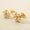 Tiffany & Co. 18k Yellow Gold, Pearl & Diamond Clover Shaped Stud Earrings
