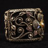 Barbara Bixby Sterling, 18k, Multi-Stone & Leather Castle Garden Cuff Bracelet