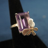Tiffany & Co. Sterling Silver, 18k Gold & Amethyst Butterfly Lovebug Ring Size 7