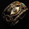 Barbara Bixby Sterling, 18k, Multi-Stone & Leather Evil Eye Cuff - Free Ship USA