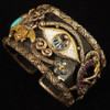 Barbara Bixby Sterling, 18k, Multi-Stone & Leather Evil Eye Cuff - Free Ship USA