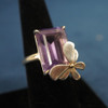Tiffany & Co. Sterling Silver, 18k Gold & Amethyst Butterfly Lovebug Ring Size 7