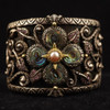 Barbara Bixby Sterling, 18k, Multi-Stone & Leather Castle Garden Cuff Bracelet