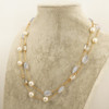 Mimí 18k Yellow Gold, Pearl, Quartz & Blue Chalcedony 38" Chain - Free Ship USA