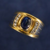 Vintage Carl Bucherer 18k Two Tone Gold Sapphire and Diamond Ring - Free Ship US