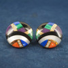 Rare Asch Grossbardt 14k Gold, Diamond & Multistone Inlay Earrings- Free Ship US
