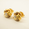 Cartier Love Knot 18k Tri-Tone Gold & Diamond Earrings w/Box - Free Shipping USA