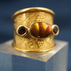 Paula Crevoshay 18k Yellow Gold Garnet & Fire Agate Cigar Band Ring