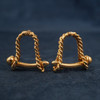 14k Braided Yellow Gold Stirrup Cufflinks w/ Phallic Closure - Free Shipping USA