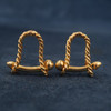 14k Braided Yellow Gold Stirrup Cufflinks w/ Phallic Closure - Free Shipping USA