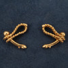 14k Braided Yellow Gold Stirrup Cufflinks w/ Phallic Closure - Free Shipping USA