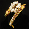 Antique Victorian 18k Yellow Gold & Multistone Two Headed Snake Cha-Cha Bracelet