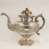 Antique James Thomson Botanical Repousse Coin Silver Teapot 1830s - Free Ship US