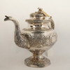 Antique James Thomson Botanical Repousse Coin Silver Teapot 1830s - Free Ship US