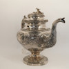 Antique James Thomson Botanical Repousse Coin Silver Teapot 1830s - Free Ship US