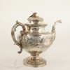 Antique James Thomson Botanical Repousse Coin Silver Teapot 1830s - Free Ship US