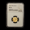 1861 $2.50 Gold Liberty Quarter Eagle - Type 2 - NGC MS64 - Free Shipping USA