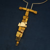 Modernist Alfred Karram 14k Solid Gold Geometric Cube Necklace & Earring Set