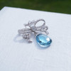 18k White Gold Diamond & Aquamarine Brooch/Pendant - Free Shipping USA