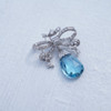 18k White Gold Diamond & Aquamarine Brooch/Pendant - Free Shipping USA