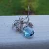 18k White Gold Diamond & Aquamarine Brooch/Pendant - Free Shipping USA