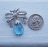 18k White Gold Diamond & Aquamarine Brooch/Pendant - Free Shipping USA