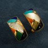 Asch Grossbardt 14k Gold, Diamond & Multistone Inlay Earrings- Free Ship US