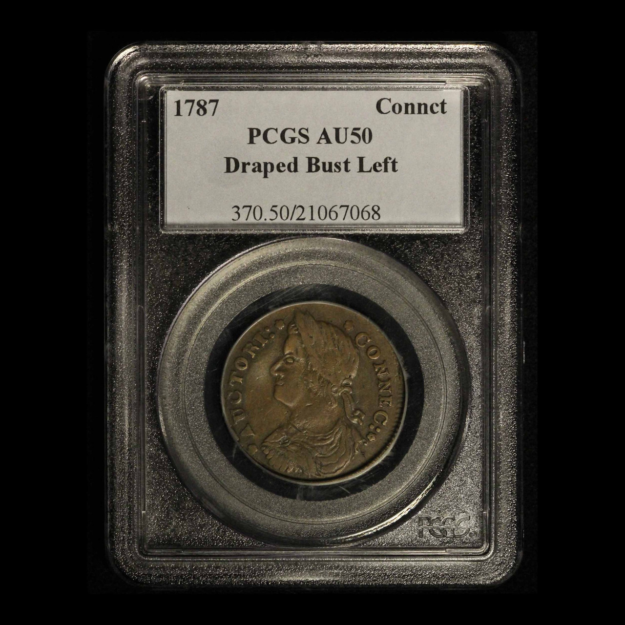 1787 Connecticut Colonial Copper Coin Draped Bust Left PCGS AU50