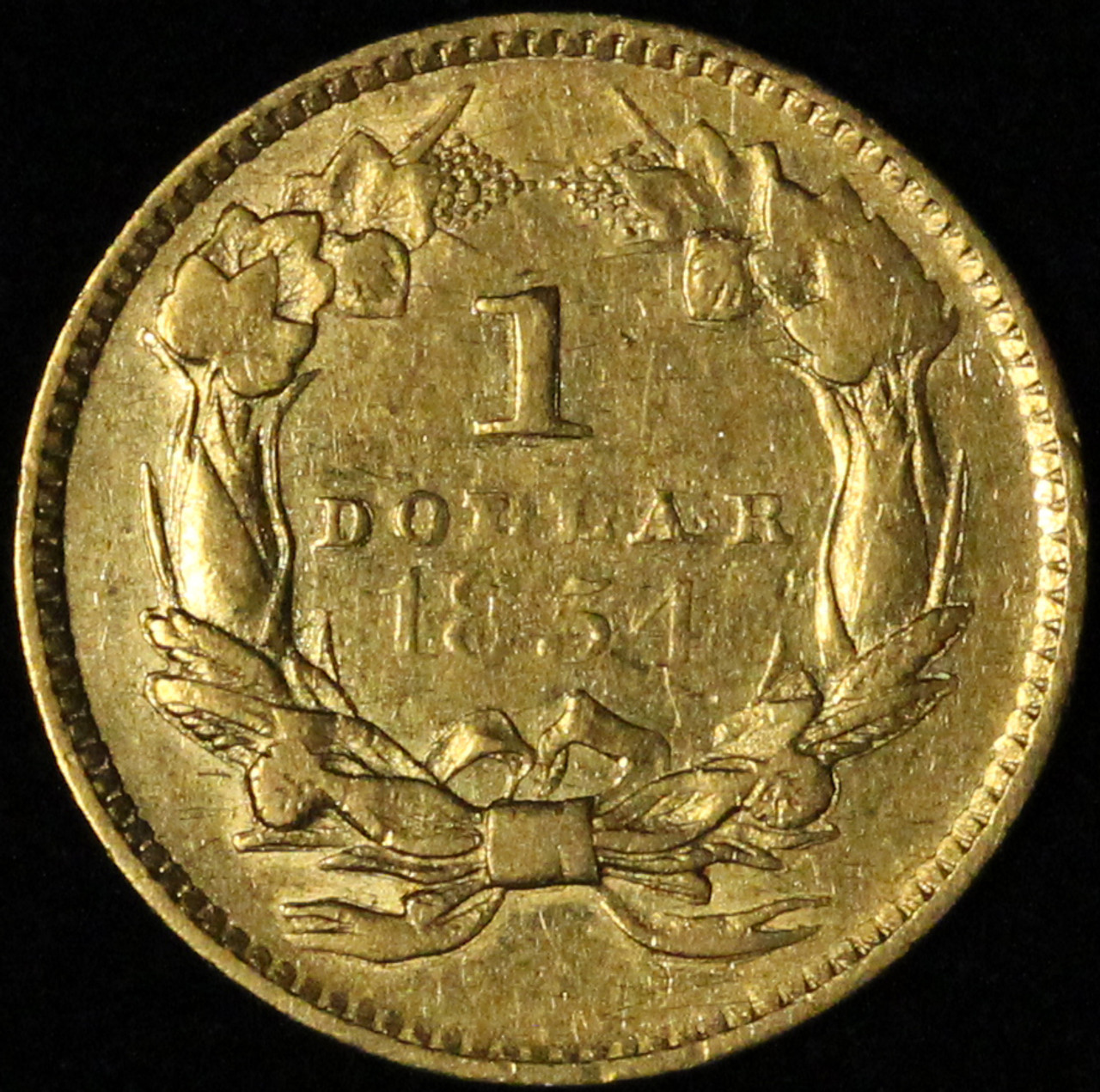 1854 Indian Princess Type II Gold Dollar - Light Hairlines - Free