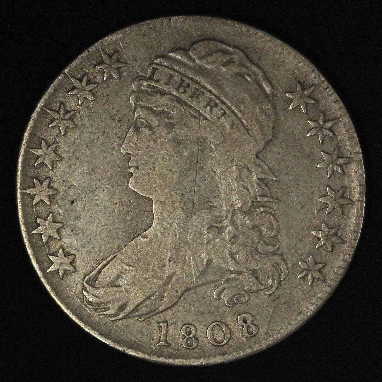 1808/7 50c Capped Bust Half Dollar - Free Shipping USA - The Happy Coin
