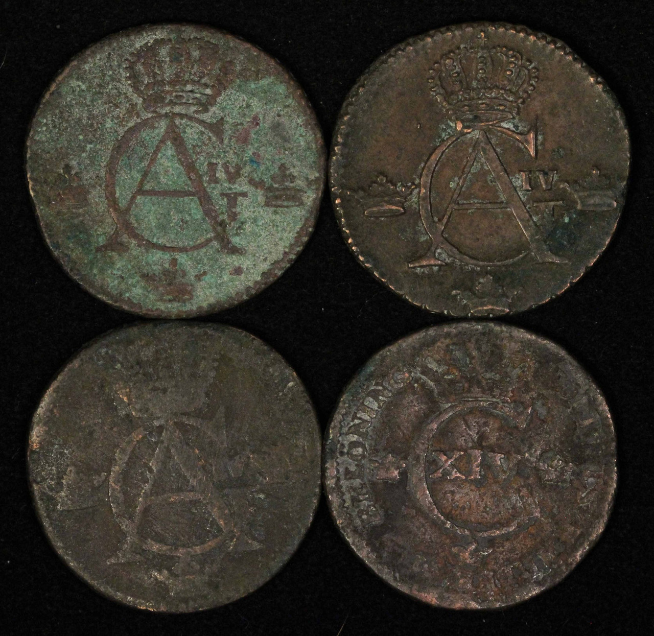 Sweden 1/4 Skilling Lot - 1806,1807,1808,1819 - Free Shipping USA