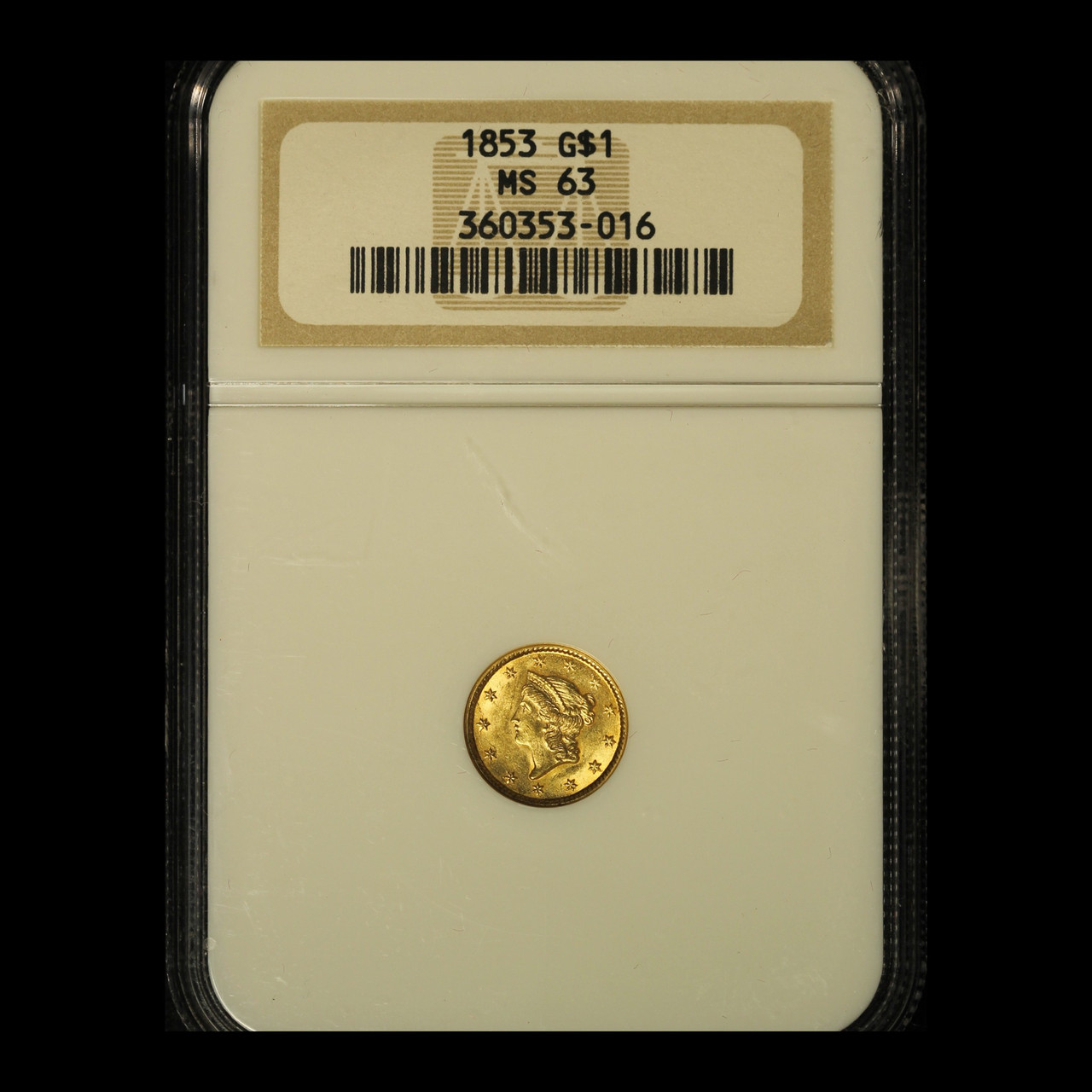 1853 G$1 Liberty Head Gold Dollar NGC MS 63- Free Shipping USA - The Happy  Coin