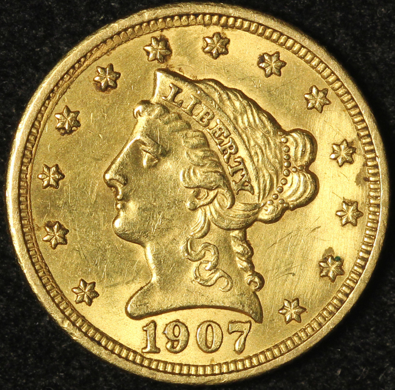 1907 $2.50 Gold Liberty Quarter Eagle - Hairlines - Free Shipping