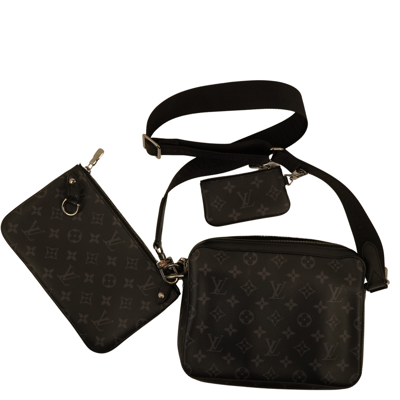 Louis Vuitton Trio Messenger Handbag Monogram Eclipse, A+ Cond