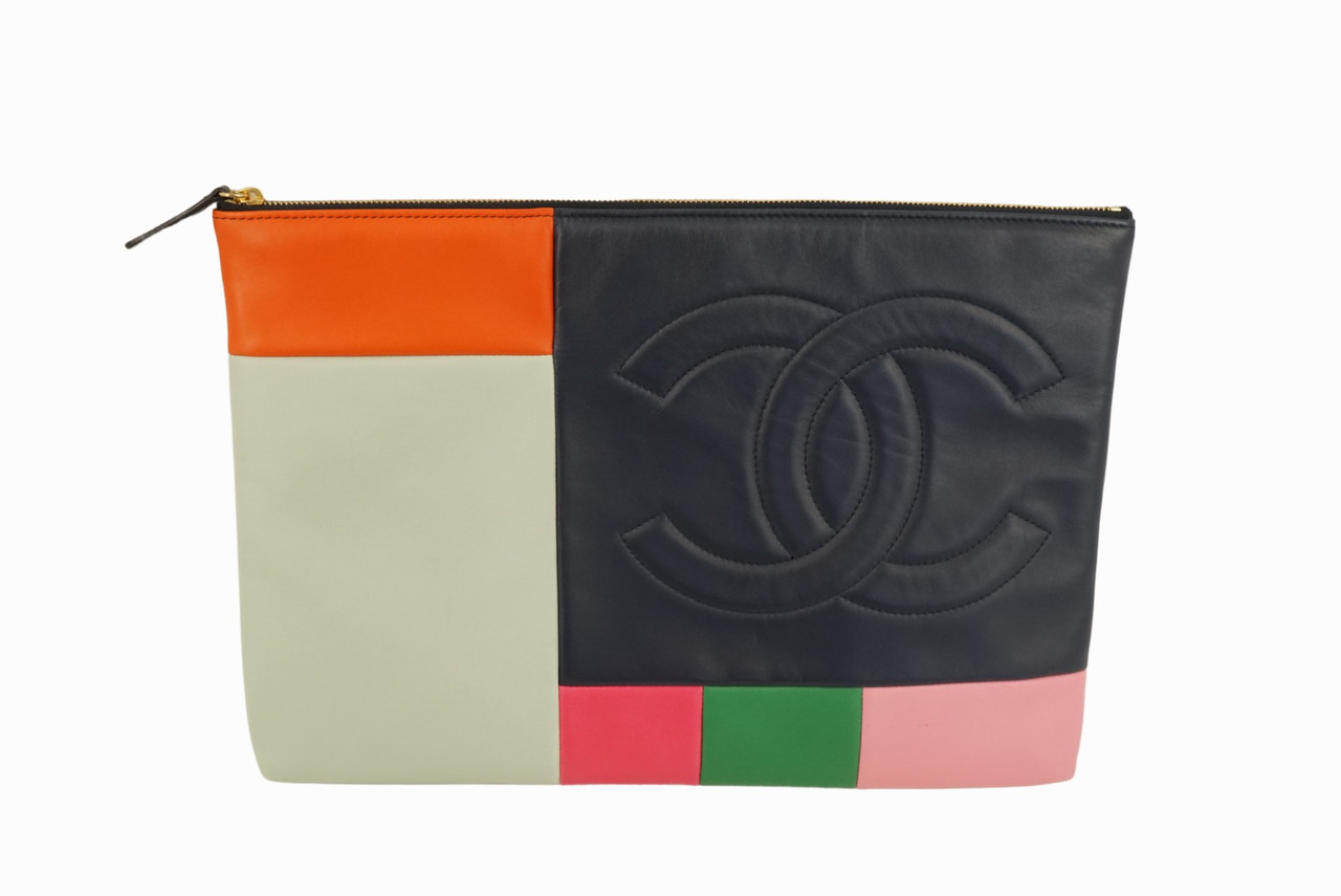 Chic Chanel Multicolor Lambskin Pouch w Dust Bag - Free Shipping