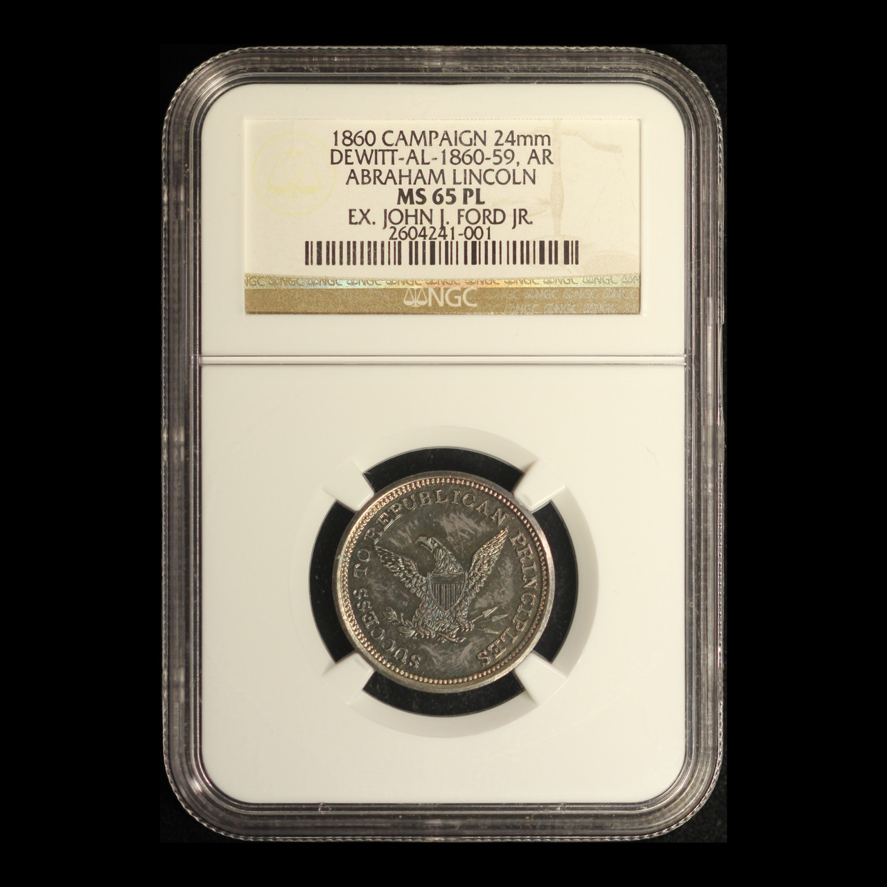 1860 Abraham Lincoln Silver Campaign Medal NGC MS 65 Proof Like