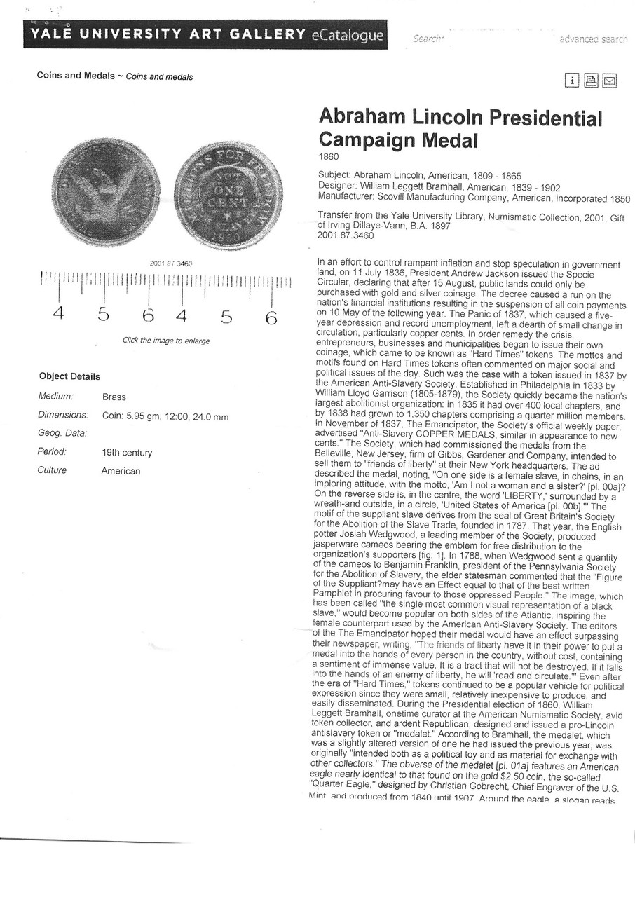 1860 Abraham Lincoln Silver Campaign Medal NGC MS 65 Proof Like