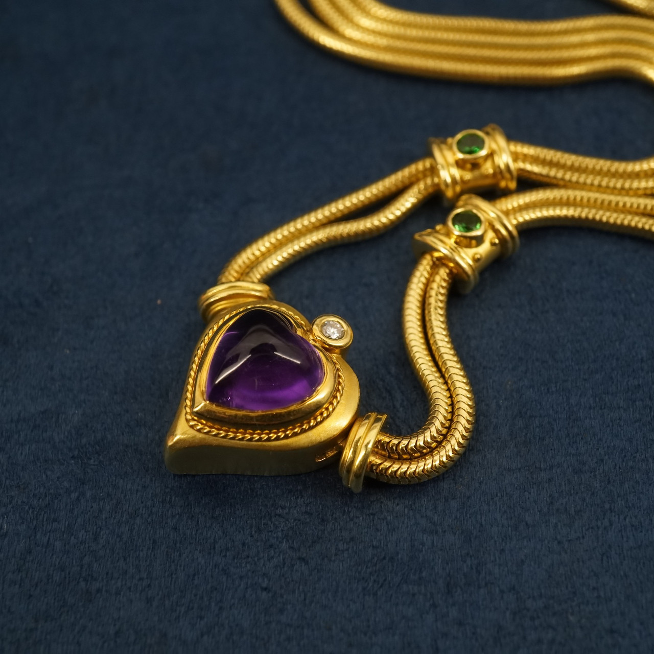 SeidenGang 18k Yellow Gold Amethyst Tourmaline Diamond Necklace