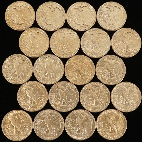 Walking Liberty - Roll of 20 Mixed 1940s Dates Lightly Circulated - Free Ship US