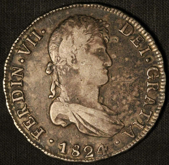 1824 Bolivia 8 Reales King Ferdinand VII (.8960 Silver) - Free Shipping USA