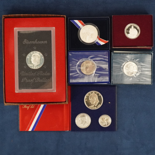 US Commemorative Silver Variety Proof & UNC Lot (8 Coins Total) - Free Ship US