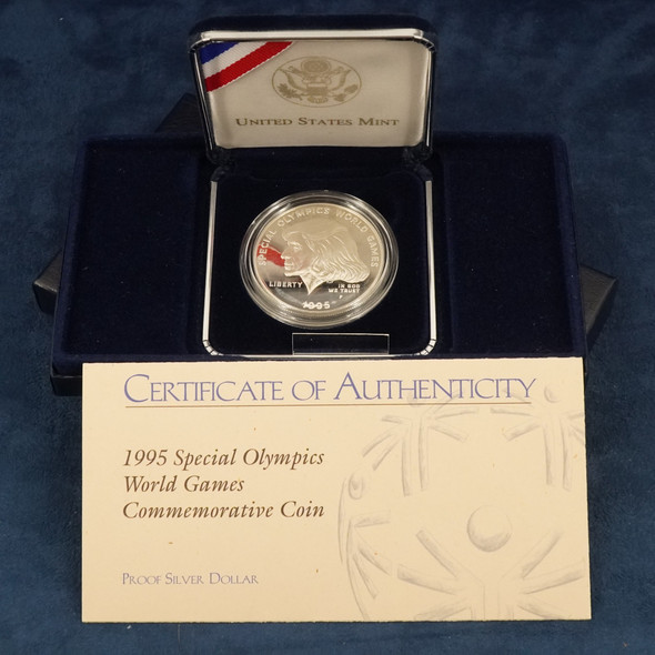 1995 US Mint Special Olympics World Games Silver Dollar w/ COA- Free Shipping US