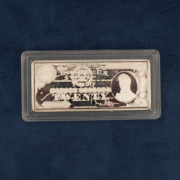 1878 Twenty Dollar Bill Silver Art Bar (1.44 ozt) - Free Shipping USA
